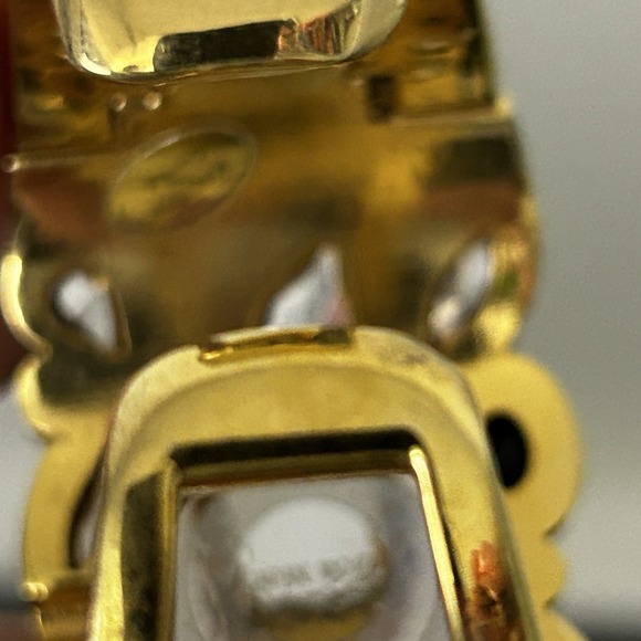 Geneva Gold Tone Crystal Cuff Bracelet Watch Women Quartz Japan Movt - Picture 6 of 10